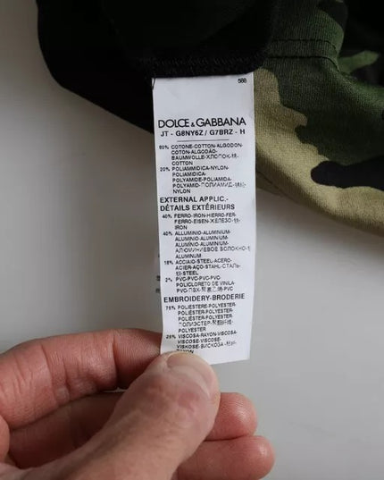 Dolce & Gabbana Multicolor Camouflage Cotton Round Neck Men T-shirt