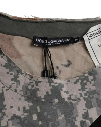 Dolce & Gabbana Multicolor Camouflage Cotton Round Neck Men T-shirt