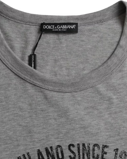 Dolce & Gabbana Gray Graphic Print Cotton Round Neck T-shirt