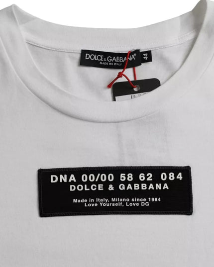 Dolce & Gabbana White Cotton DG Applique Men Casual T-shirt