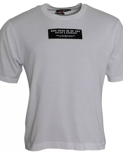 Dolce & Gabbana White Cotton DG Applique Men Casual T-shirt