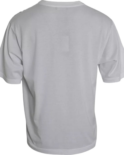 Dolce & Gabbana White Cotton Round Neck Short Sleeve T-shirt