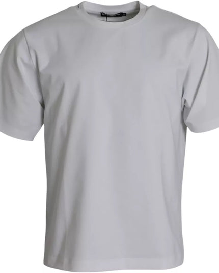 Dolce & Gabbana White Cotton Round Neck Short Sleeve T-shirt