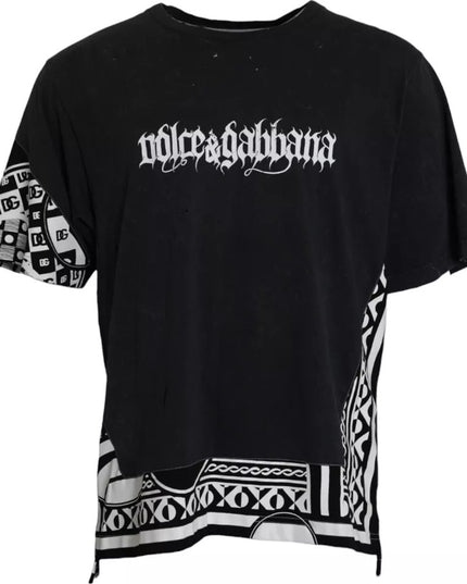 Dolce & Gabbana Black Graphic Printed Cotton Short Sleeves T-shirt