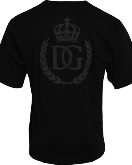 Dolce & Gabbana Black Logo Embossed Cotton Crew Neck T-shirt