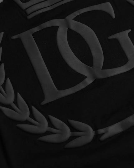 Dolce & Gabbana Black Logo Embossed Cotton Crew Neck T-shirt