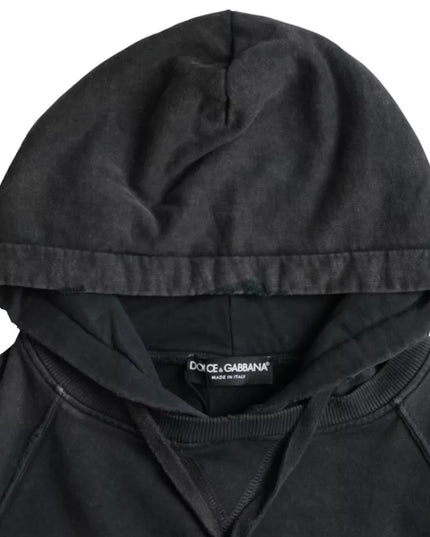 Dolce & Gabbana Black Cotton Hooded Short Sleeves Cropped T-shirt