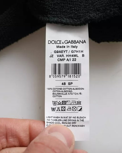 Dolce & Gabbana Black Cotton Hooded Short Sleeves Cropped T-shirt