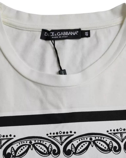 Dolce & Gabbana White Bandana Print Cotton Short Sleeves Men T-shirt