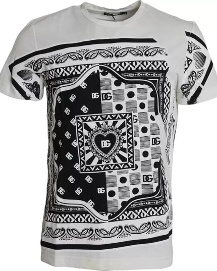 Dolce & Gabbana White Bandana Print Cotton Short Sleeves Men T-shirt