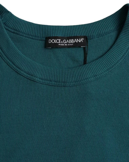 Dolce & Gabbana Blue Green Cotton Round Neck Short Sleeves T-shirt