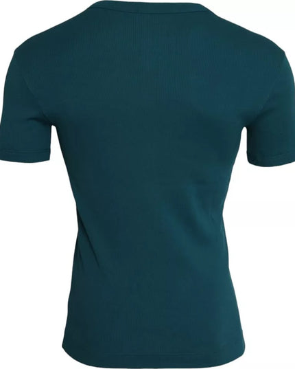 Dolce & Gabbana Blue Green Cotton Round Neck Short Sleeves T-shirt