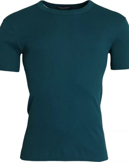 Dolce & Gabbana Blue Green Cotton Round Neck Short Sleeves T-shirt