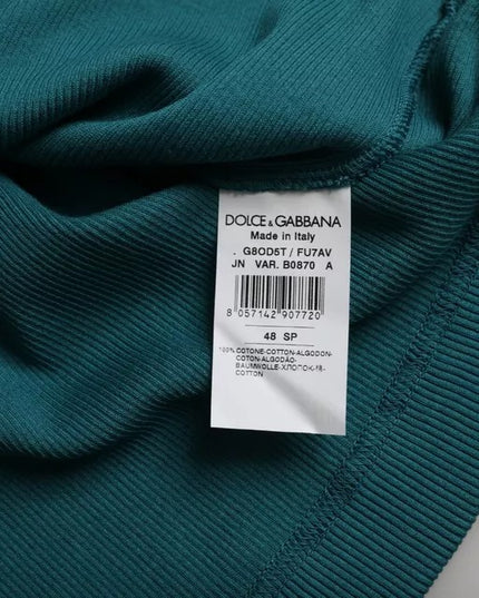 Dolce & Gabbana Blue Green Cotton Round Neck Short Sleeves T-shirt