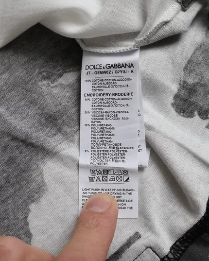 Dolce & Gabbana Black White Camouflage Round Neck T-shirt