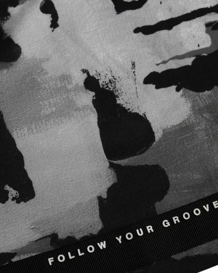 Dolce & Gabbana Black White Camouflage Round Neck T-shirt