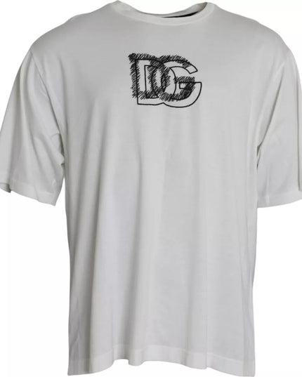 Dolce & Gabbana White Logo Round Neck Short Sleeves T-shirt