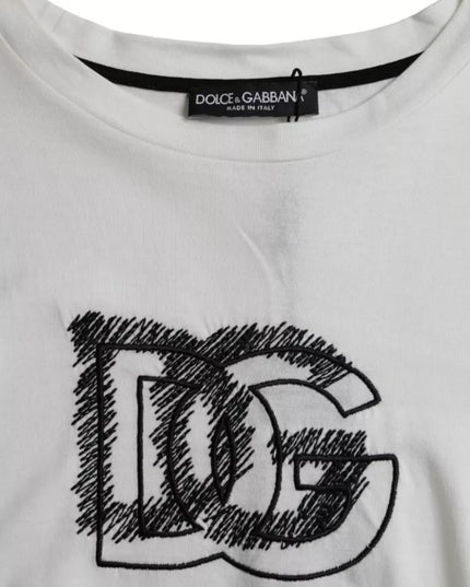 Dolce & Gabbana White Logo Round Neck Short Sleeves T-shirt