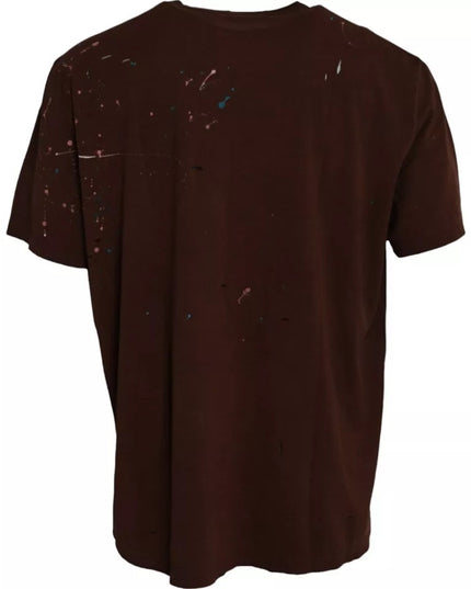 Dolce & Gabbana Brown Color Splash Cotton Crew Neck T-shirt