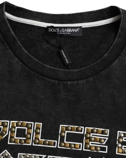 Dolce & Gabbana Black Logo Print Cotton Crewneck Men T-shirt