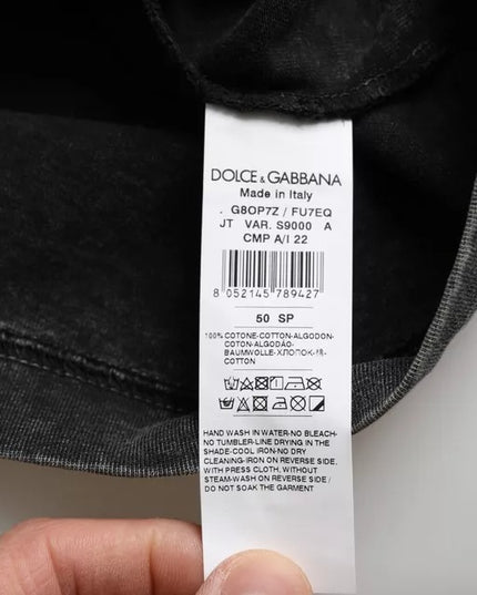 Dolce & Gabbana Black Logo Print Cotton Crewneck Men T-shirt