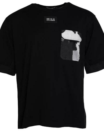 Dolce & Gabbana Black Cotton Pocket Short Sleeves Men T-shirt
