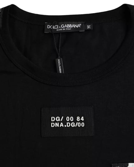 Dolce & Gabbana Black Cotton Pocket Short Sleeves Men T-shirt