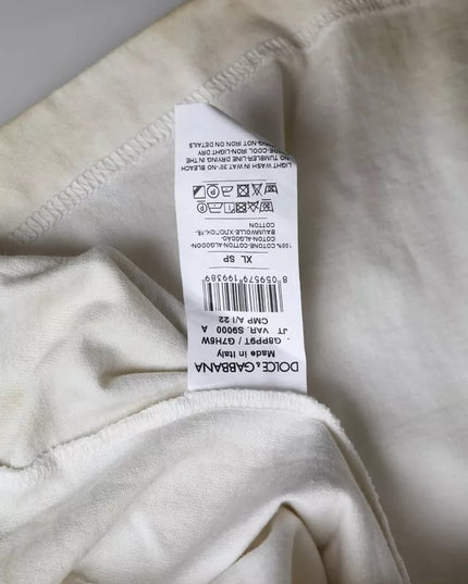 Dolce & Gabbana Off White Logo Cotton Crew Neck T-shirt