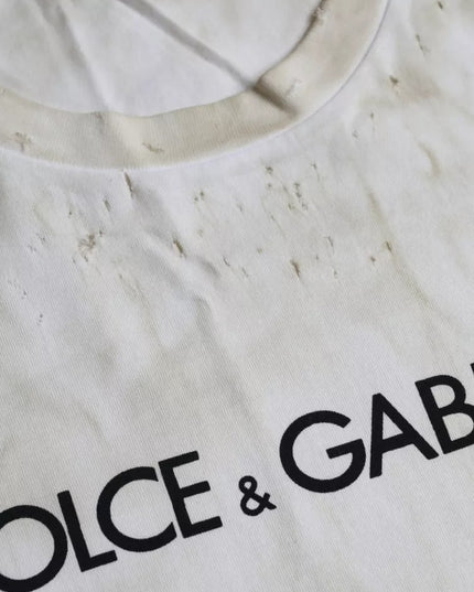 Dolce & Gabbana Off White Logo Cotton Crew Neck T-shirt