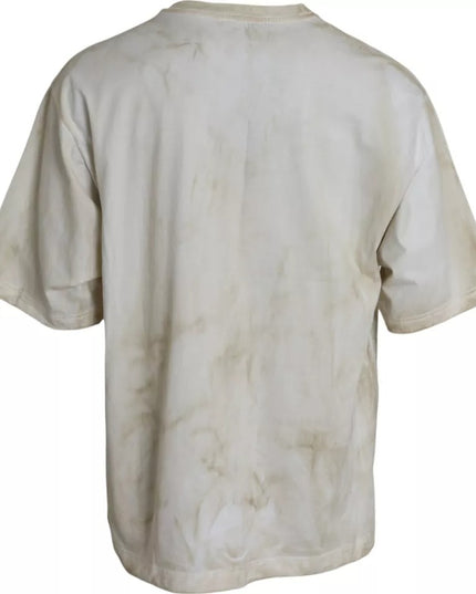 Dolce & Gabbana Off White Logo Cotton Crew Neck T-shirt