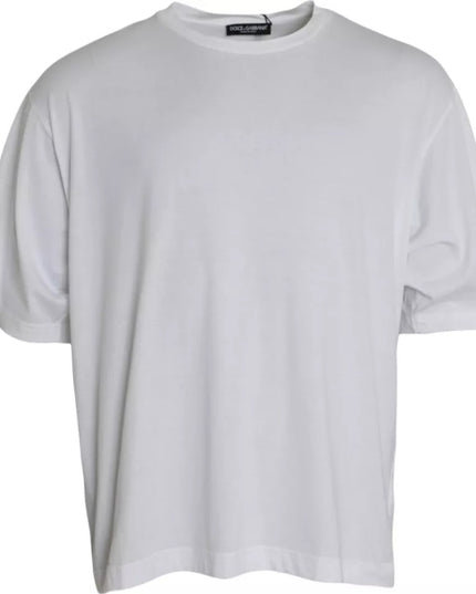 Dolce & Gabbana White Cotton Round Neck Short Sleeve T-shirt