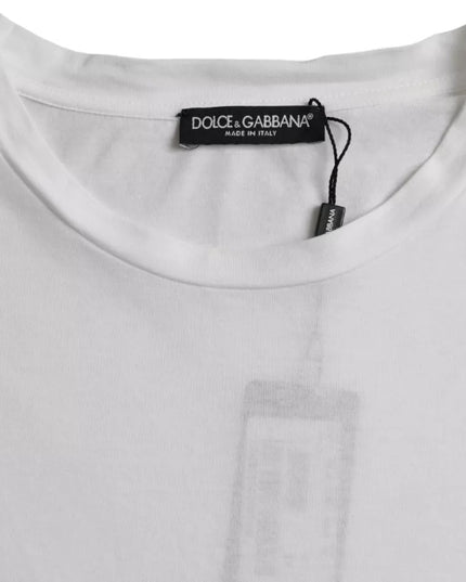 Dolce & Gabbana White Cotton Round Neck Short Sleeve T-shirt