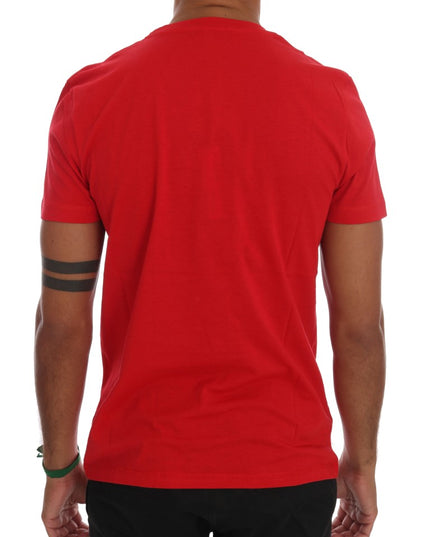 Frankie Morello Red Cotton RIDERS Crewneck T-Shirt