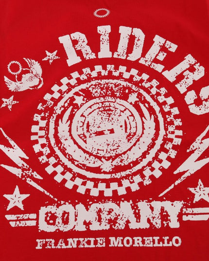 Frankie Morello Red Cotton RIDERS Crewneck T-Shirt