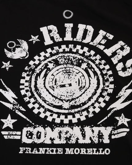 Frankie Morello Black Cotton RIDERS Crewneck T-Shirt