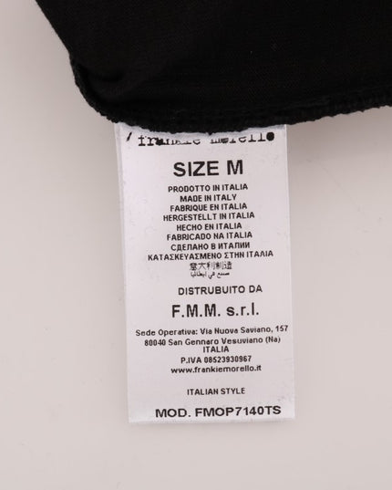 Frankie Morello Black Cotton RIDERS Crewneck T-Shirt