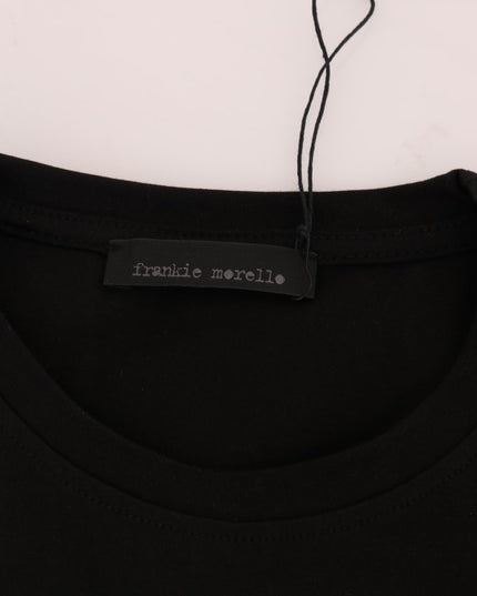 Frankie Morello Black Cotton RIDERS Crewneck T-Shirt