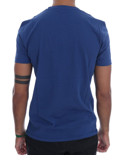 Frankie Morello Blue Cotton RIDERS Crewneck T-Shirt