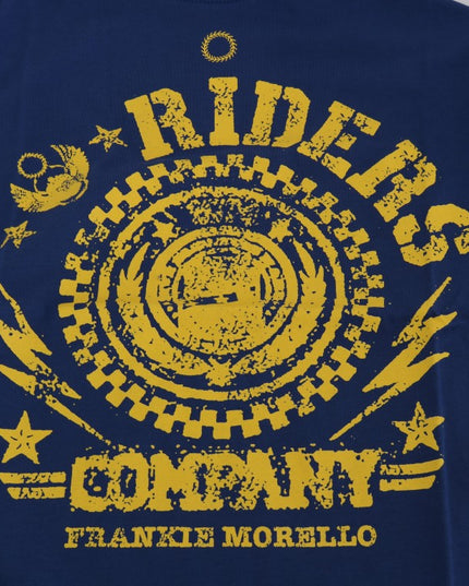 Frankie Morello Blue Cotton RIDERS Crewneck T-Shirt