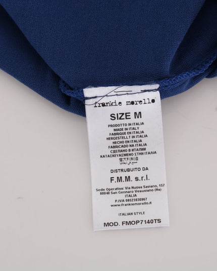 Frankie Morello Blue Cotton RIDERS Crewneck T-Shirt