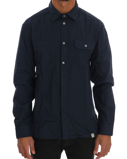 John Galliano Blue Casual Cotton Long Sleeve Shirt