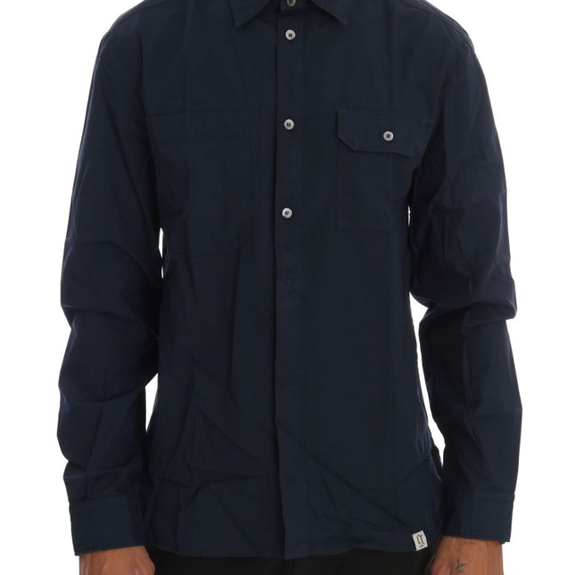 John Galliano Blue Casual Cotton Long Sleeve Shirt