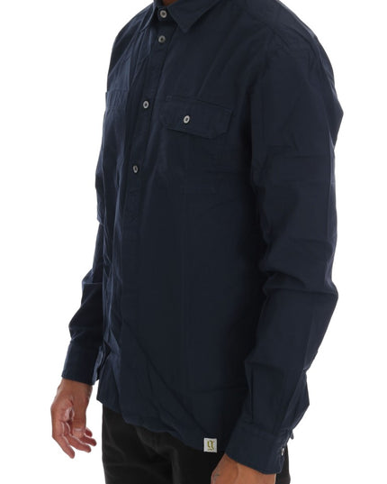 John Galliano Blue Casual Cotton Long Sleeve Shirt