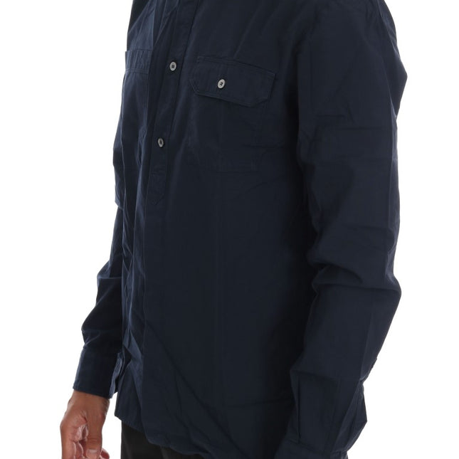 John Galliano Blue Casual Cotton Long Sleeve Shirt