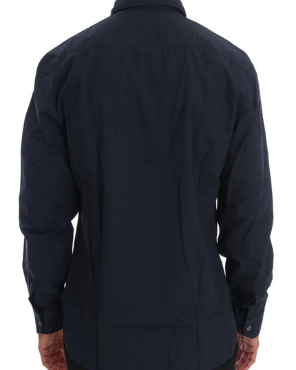 John Galliano Blue Casual Cotton Long Sleeve Shirt