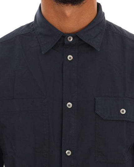 John Galliano Blue Casual Cotton Long Sleeve Shirt