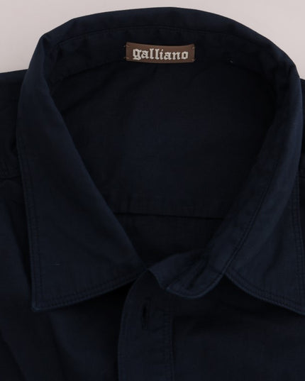 John Galliano Blue Casual Cotton Long Sleeve Shirt