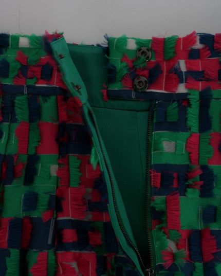 Dolce & Gabbana Pink Green Jacquard Pencil Skirt