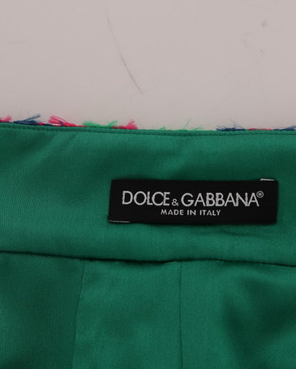 Dolce & Gabbana Pink Green Jacquard Pencil Skirt