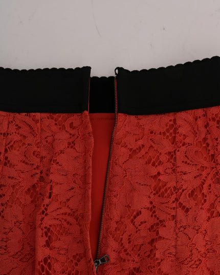 Dolce & Gabbana Orange Macramé Lace Pencil Skirt